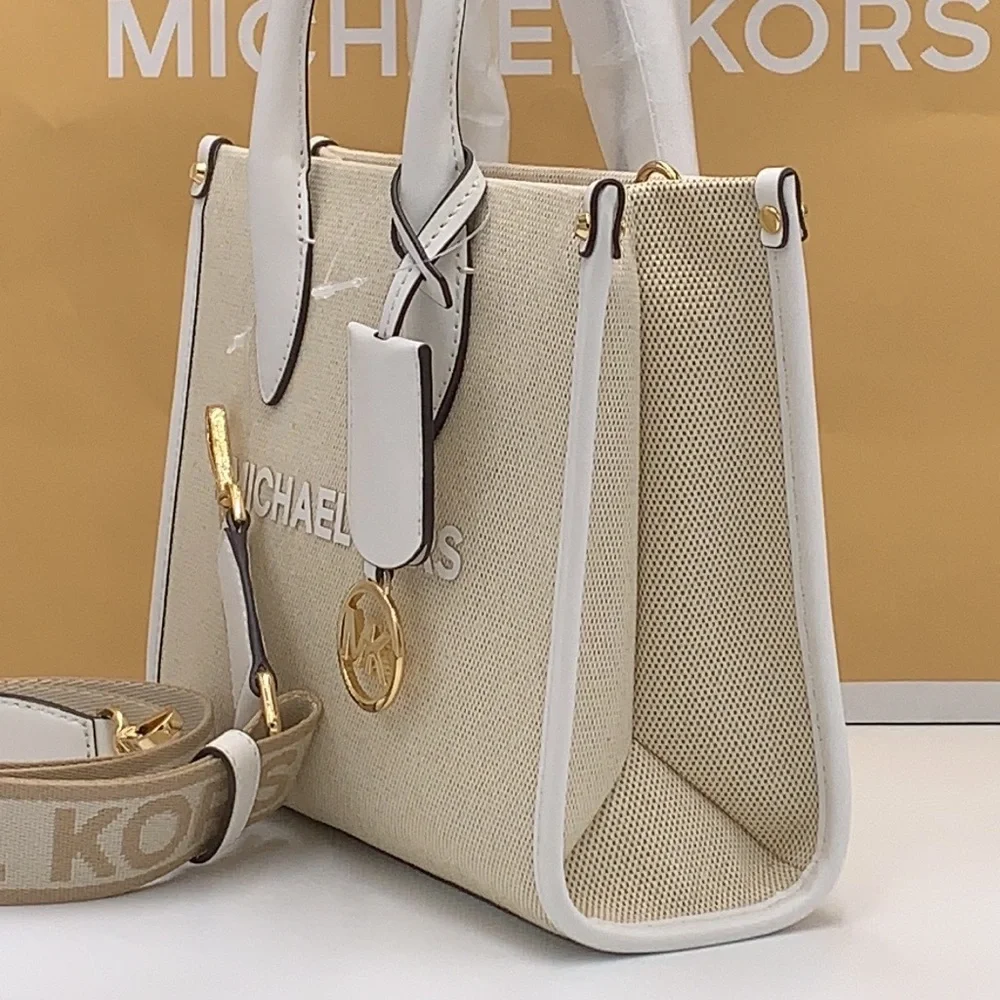 Michael Kors Mirella Small Shopper Top Zip Crossbody Bag Optic White MK NWT - Picture 4 of 16